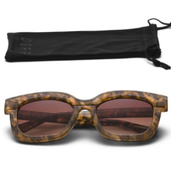 DIFF Makay Sunglasses Sea Tortoise Frames Brown Gradient Lenses Square Oversized - Picture 9 of 10